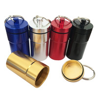Caja de Almacenamiento Redonda de Aluminio, Impermeable, con Tapa de Rosca, Mini Contenedor Metálico para Tapones para los Oídos, Cenicero, Pastillero, para Exteriores, EDC