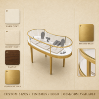 Vitrine à bijoux en verre avec cadre doré octogonal personnalisé, éclairage LED, vitrine à bijoux en verre pour magasin, boutique