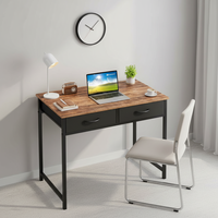 Petit bureau d'ordinateur portable avec tiroirs de rangement, table d'étude d'écriture moderne pour bureau à domicile pour petits espaces