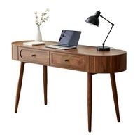 Bureau de travail moderne ovale de 59 pouces avec 2 tiroirs et 2 armoires de rangement rabattables pour bureau à domicile, salon, dortoir