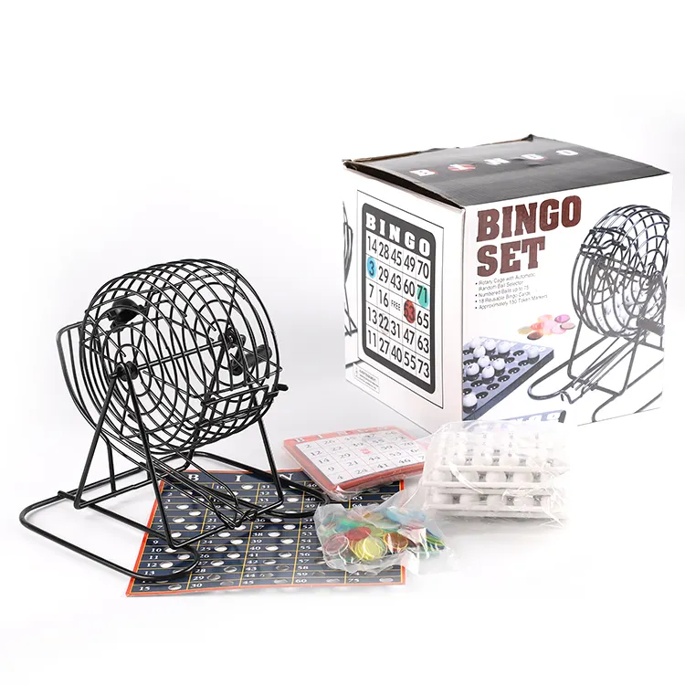 Aile oyunları Bingo Set kumar Metal eğlence kağıt paketleme kutusu