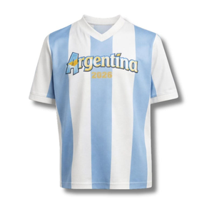 Maglia da Calcio Argentina 2026 da Uomo, a Righe Bianche e Blu, Stampa Sublimatica, 100% Poliestere, Maglietta Sportiva Casual - Product Image 1
