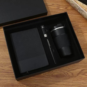 Tech Business Gift Set Leather Notebook Stainless Steel Coffee Mug Pen 16GB USB Flash Drive Custom Logo for Corporate Events