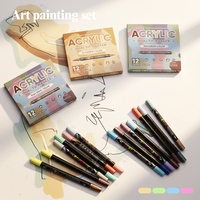 Marqueur acrylique double tête Xin Bowen, 12 couleurs, peinture artistique, pointe fine, marqueur de croquis, marqueur acrylique multicolore, ensemble de stylos marqueurs