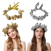 Couronne de feuilles d'or Golden Berry transfrontalière en résine plastique, accessoire de coiffure pour robe de mariée, Noël, carnaval, fête, bal