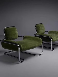 Sillón Convexo de Cuero de Diseño Nórdico, Silla de Salón Anómala Curvada, Mesa de Té Simple para Sala de Estar de Hotel, Ocio Interior - Product Image 4