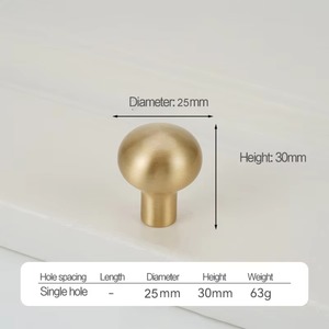 Poignées et boutons en laiton doré brossé pour cuisine, poignée de porte de meuble, barres de traction architecturales symétriques à trou unique - Product Image 3