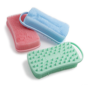 New Silicone Simple Square Shower Brush Portable Wall Mountable Massage Shampoo Brush Silicone Shower Brush - Product Image 1