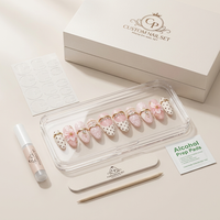 Faux Ongles à Presser en Gros, 30 Pièces, Style Baroque de Luxe, Strass Floraux 3D, Personnalisables, Réutilisables, Style Ins, avec Colle, Kits de Pointes en ABS, Vente Directe Usine
