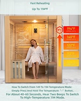 Sauna Uap Tradisional untuk 3 Orang, Kayu Hemlock Kanada, Kompor Harvia 35kW, Batu Vulkanik, Speaker Bluetooth, Ember Lampu