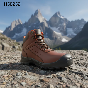 Scarpe Antinfortunistiche HY in Pelle di Qualità per Edilizia, Economiche con Puntale in Acciaio/Inserto per Suola, Stivali di Sicurezza Marroni HSB252 - Product Image 1