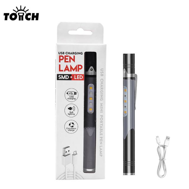USB Rechargeable Pen Light Portable Emergency Torch Light Hand LED Light Custom-made