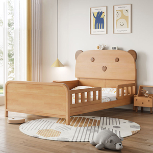 Set di Mobili Moderni Minimalisti in Legno di Faggio Massiccio, Lettini per Bambini con Sponda di Sicurezza, Design Cartoon per Camere da Letto Piccole e Soggiorni - Product Image 4