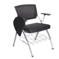 Chaise de conférence moderne avec tablette d'écriture pliable et étagère à livres, sièges de séminaire rouges de haute qualité pour centre de formation