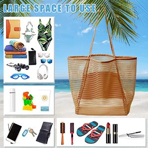 Bolsa de Playa Grande de Malla para Mujer, Bolsas de Playa de Malla Grandes Personalizadas - Product Image 5