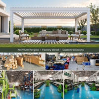 Pergola bioclimatique de luxe Addossata en aluminium motorisée avec portes coulissantes en verre pour extension de maison et balcon
