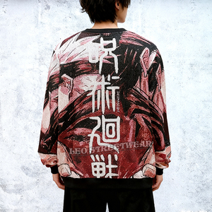 Felpa con cappuccio personalizzata Anime intrecciata in tessuto da uomo vestiti interi girocollo camicie a maniche lunghe Unisex - Product Image 2