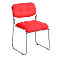Chaise de bureau ergonomique moderne de haute qualité à dossier bas, pieds fixes, structure métallique, sans accoudoirs, en cuir PU, empilable, pour salle de réunion et conférence