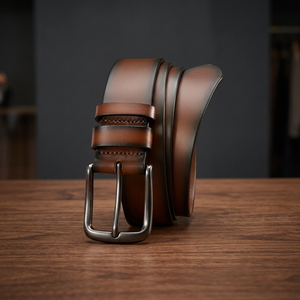 Wholesale Cow Leather <b>Belts</b> Stylish OEM Double Loops Customized Genuine Leather for Men Fashion Logo Options Alloy Waterproof - Product Image 3