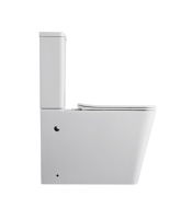 WC Moderno Europeo Quadrato in Ceramica Bianca, Montaggio a Pavimento, Senza Brida, Doppio Scarico, Due Pezzi, Chiusura Rallentata per Casa, Scuola, Bagno