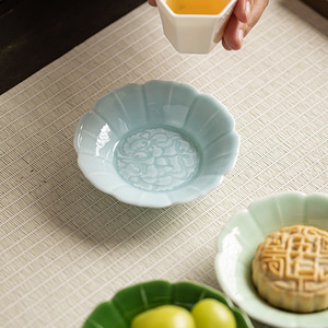 Chinese Style <b>Ceramic</b> Flower Shape Dessert <b>Plate</b> Set Handmade For Tea Party Dehua Origin - Product Image 3