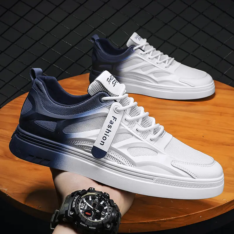 2024 Lente Ademende Custom Hoge Kwaliteit Sneaker 2023 Mode Stijl Anti Slip Blauwe Mannen Casual Schoenen