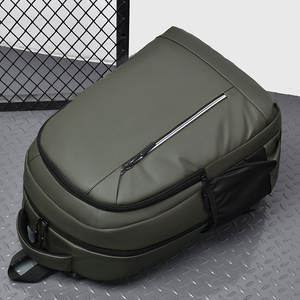 Custom Izable Black Laptop <b>Backpack</b> Usb Feature Waterproof Anti-theft <b>Leather</b> Like Business Style <b>Men</b> Tra - Product Image 3