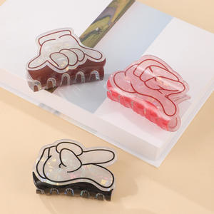 Sheshares Nouvelle Pince à Cheveux Créative en Acétate avec Symbole de Paix et Doigt d'Honneur - Pince Requin Tendance pour Queues de Cheval et Coiffures Semi-Ellesbrouillées - Product Image 4