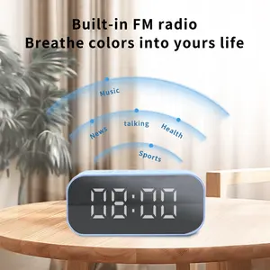 Multi-function Tech Gadgets FM Radio TF Memory Slot Mirror Digital Clock Desk Wireless Bt Clock Bluetooths Speaker