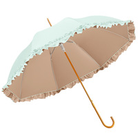 Nouveau style incontournable : parapluie droit à long manche, résistant aux intempéries, avec dentelle colorée, colle noire et protection UV.