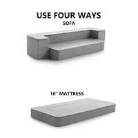 Sofá Cama Plegable de Dos Plazas con Reposabrazos, Estilo Japonés, Futón Multifuncional Reversible, con Espuma Viscoelástica para Dormitorio