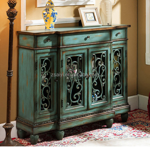 Vitrina de whisky de madera de campo americano Antiguo Gabinete de entrada de sala de estar gabinete de zapatos de roble - Product Image 1