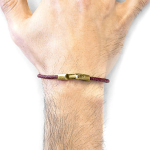 Bordeaux <b>Red</b> Talbot 9ct Yellow Gold and Stingray Leather <b>Bracelet</b> - Product Image 3