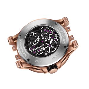 メンズステンレススチール製自動巻き機械式腕時計、シリコンバンド、ラウンドダイヤル、5気圧防水、ラグジュアリーファッションデザイン - Product Image 5