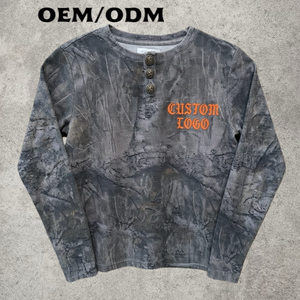 T-shirt personalizzata da <span class=keywords><strong>uomo</strong></span> a maniche lunghe in <span class=keywords><strong>maglia</strong></span> waffle, pesante, <span class=keywords><strong>termica</strong></span>, stile Henley, streetwear, con stampa personalizzata - Product Image 1