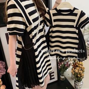 Abito Estivo Stile Coreano a Righe Ondulate per Mamma <span class=keywords><strong>e</strong></span> Figlia, Outfit Coordinati per Famiglia - Product Image 3