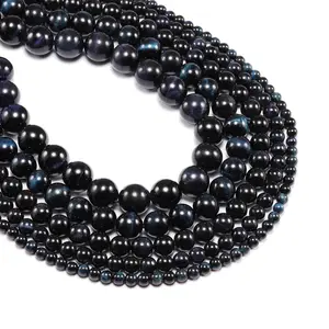 Bestone Wholesale Necklace Jewelry Making Materials Natural Gemstone Stone Loose Beads Round Blue Tiger Eye Beads