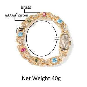 UWIN Magnifico Bracciale Vintage con Zirconi Cubici Colorati, Gioielli per Uomo e <span class=keywords><strong>Donna</strong></span>, Bracciale Art Déco in Oro 18K con Gemme per Donne - Product Image 5