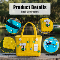 Luxe strandtas met kettingriem voor dames - EVA-materiaal, fruit-cartoonprint, echt lederen voering, open bovenkant en wasbaar
