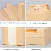 Sac en papier kraft biodégradable imprimé sur mesure pour baguette et croissant, avec fenêtre, pour l'emballage à emporter des boulangeries artisanales