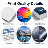 Service d'impression de brochures personnalisées, catalogue d'entreprise en gros, dépliant, conception de logo et de format sur mesure