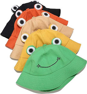 Logo personnalisé pas cher grenouille dessin animé motif 100% coton sport seau chapeau été unisexe pêche voyage extérieur large bord - Product Image 3