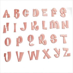 Patch brodé thermocollant/de type autocollant de 2,5 cm, motif mini lettre, blanc, rose vif, noir, violet - Product Image 2