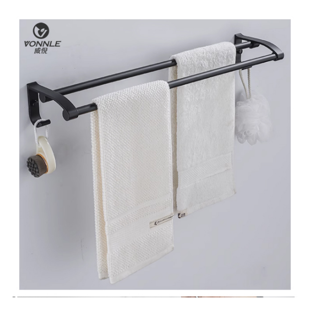 Hotel Bathroom Accessory Set Wall-Mounted Multi-Layer Towel Rack with Black Tower Soap Tray Stainless Steel Surface Finish