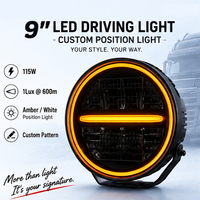 Phare de conduite LED robuste 9 pouces 32V pour camions européens 4x4 – Crée des motifs lumineux de positionnement variés – Avertissement – 1 Lux à 700 m