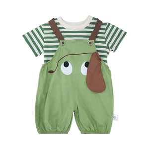 Summer New Boys and Girls Cartoon Round Neck Short Sleeve Baby <strong>Bodysuit</strong> 0M-5years Baby Leisure <strong>Suspender</strong> Pants Baby Clothes - Product Image 5