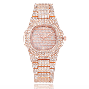 Moda noche estrellada diamante completo fecha reloj <span class=keywords><strong>de</strong></span> mujer cuarzo acero súper genial con estilo hip hop reloj <span class=keywords><strong>de</strong></span> lujo para hombres - Product Image 3