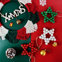 Kit de Macramé Limitado de Navidad, Estilo Bohemio/Nórdico, Cuentas de Madera Coloridas, Estrella, Manualidades, Decoración Multicolor para Coche/Bolso/Hogar, Regalo, Tutorial