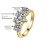 Bague en argent sterling S925 avec moissanite 3 carats couleur D VVS1 pour femme, coupe cœur, bague de promesse de mariage, certifiée GRA, en stock