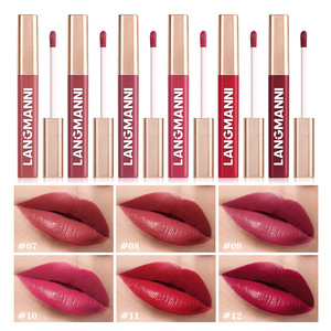 Langmanni 12 Colores/juego de brillo de labios esmaltado de larga duración impermeable antiadherente taza maquillaje cuidado de labios - Product Image 6